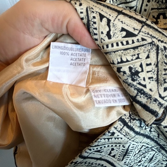 Jones New York Black White Tribal Print Silk Blazer Jacket Size 14 - Picture 5 of 10